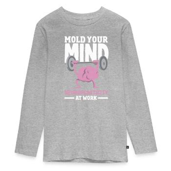 Unlock Your Brain's Potential Neuroplasticity - Teenager Premium Bio Langarmshirt - Grau meliert - Vorne