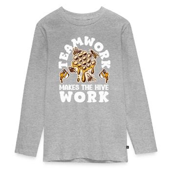 Apiculteur Heartbeat Nid d’abeille Amour Pollinisation - T-shirt manches longues Premium Ado - gris chiné - Devant
