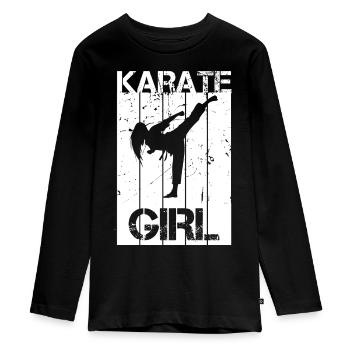 Karate Girl - Teenager Premium Bio Langarmshirt - Schwarz - Vorne - AI Model Kid Female (0cm)