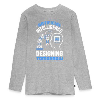 Cryptocurrency AI & Crypto Enthusiast Blockchain - Teenager Premium Bio Langarmshirt - Grau meliert - Vorne