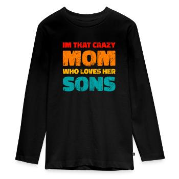 Mom Mutter Sohn - Teenager Premium Bio Langarmshirt - Schwarz - Vorne - AI Model Kid Female (0cm)
