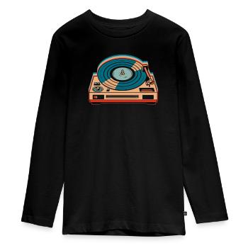 Vinyl Record Collector - Teenager Premium Organic Long Sleeve Shirt - black - Front - AI Model Kid Female (0cm)