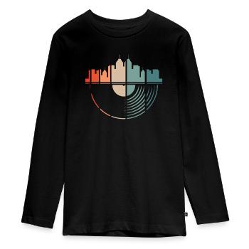 Vinyl Record Collector - Teenager Premium Organic Long Sleeve Shirt - black - Front - AI Model Kid Female (0cm)