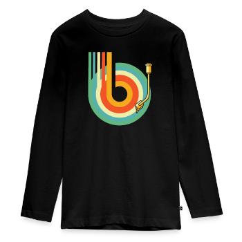 Vinyl Record Collector - Teenager Premium Organic Long Sleeve Shirt - black - Front - AI Model Kid Female (0cm)