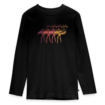 Flamant - T-shirt manches longues Premium Ado - noir - Devant - AI Model Kid Female (0cm)