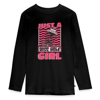 Frisbee Golf Disc Golf Juste une fille de Disc Golf - T-shirt manches longues Premium Ado - noir - Devant - AI Model Kid Female (0cm)
