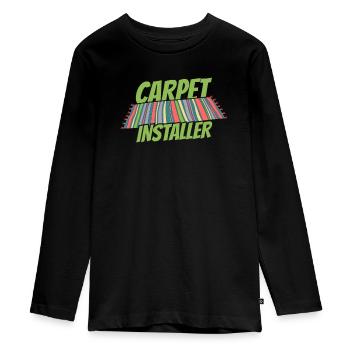 Installateur de tapis Kader - T-shirt manches longues Premium Ado - noir - Devant - AI Model Kid Female (0cm)