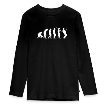 Guitar evolution Evolution Gitarre - Teenager Premium Bio Langarmshirt - Schwarz - Vorne - AI Model Kid Female (0cm)