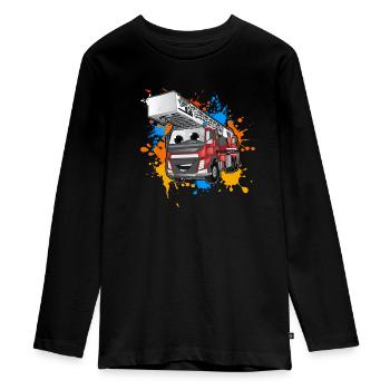 Fire brigade - Teenager Premium Organic Long Sleeve Shirt - black - Front - AI Model Kid Female (0cm)