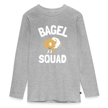 Sesame Bagel New York Jewish Deli - Teenager Premium Bio Langarmshirt - Grau meliert - Vorne