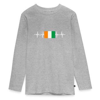 African Flag - Ivory Coast - Teenager Premium Organic Long Sleeve Shirt - heather grey - Front