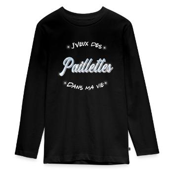 Ich will Glanz in meinem Leben - Teenager Premium Bio Langarmshirt - Schwarz - Vorne - AI Model Kid Female (0cm)