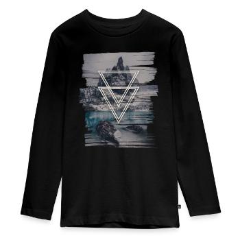 Dreiecke & Berge - T-shirt manches longues Premium Ado - noir - Devant - AI Model Kid Female (0cm)