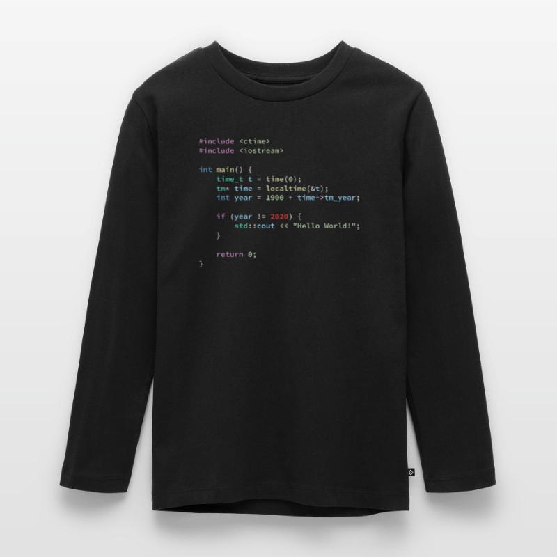 Hello World 2020 in C ++ Programming Language, Code Teenager Premium Organic Long Sleeve Shirt