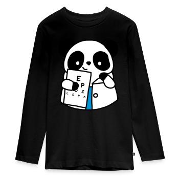 Augenarzt Optischer Panda - Teenager Premium Bio Langarmshirt - Schwarz - Vorne - AI Model Kid Female (0cm)