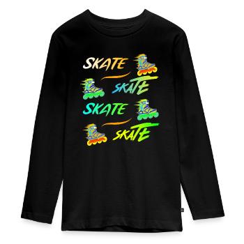 Skate, skate, skate inline skating. - Teenager Premium Bio Langarmshirt - Schwarz - Vorne - AI Model Kid Female (0cm)