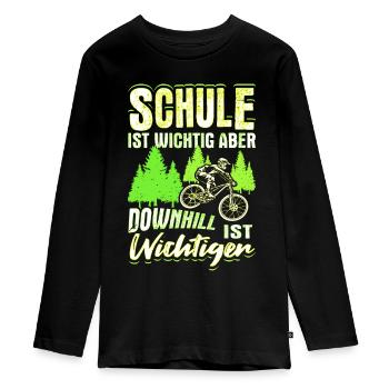 Downhill Kinder Geschenk MTB Fahrrad Mountainbiker - Teenager Premium Bio Langarmshirt - Schwarz - Vorne - AI Model Kid Female (0cm)