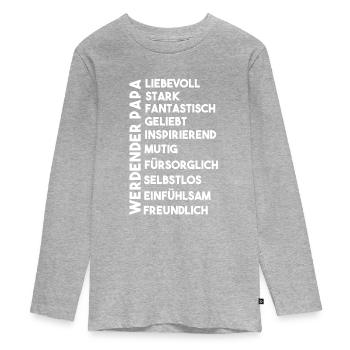 Werdender Papa - Teenager Premium Bio Langarmshirt - Grau meliert - Vorne