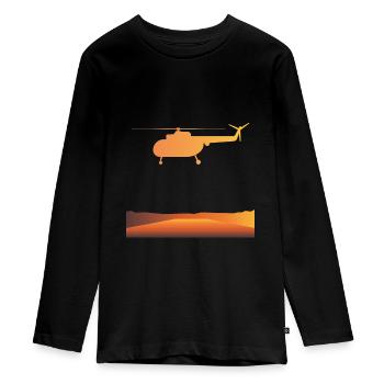 Flugzeug - Teenager Premium Bio Langarmshirt - Schwarz - Vorne - AI Model Kid Female (0cm)