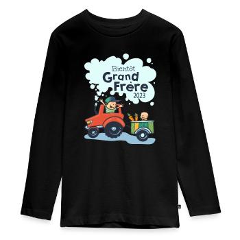 Bientot Grand Frere Tracteur 2023 - T-shirt manches longues Premium Ado - noir - Devant - AI Model Kid Female (0cm)