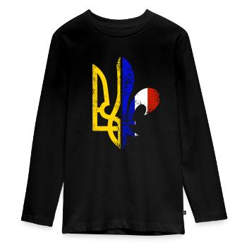 La France est avec l’Ukraine - T-shirt manches longues Premium Ado - noir - Devant - AI Model Kid Female (0cm)