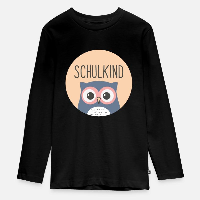 Geschenk Schulkind - Schulstart -Junge & Mädchen - Teenager Premium Bio Langarmshirt - Schwarz