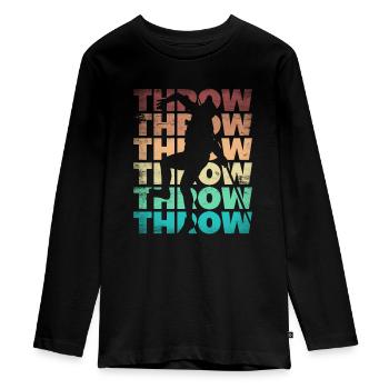 Lanceur de javelot d’athlétisme - T-shirt manches longues Premium Ado - noir - Devant - AI Model Kid Female (0cm)