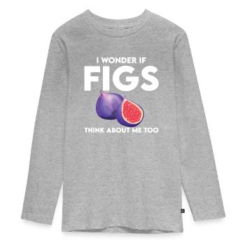 Feigen Shirt - Teenager Premium Bio Langarmshirt - Grau meliert - Vorne