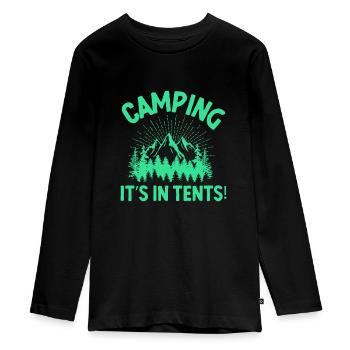 Camping Ses Tentes - T-shirt manches longues Premium Ado - noir - Devant - AI Model Kid Female (0cm)
