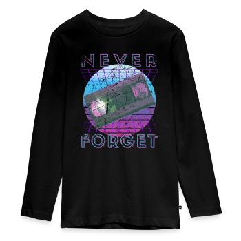Never Forget Retro 80s 90s Nostalgia - Teenager Premium Organic Long Sleeve Shirt - black - Front - AI Model Kid Female (0cm)