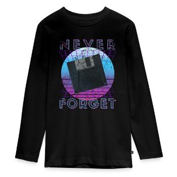 Never Forget Retro 80s 90s Nostalgia - Teenager Premium Organic Long Sleeve Shirt - black - Front - AI Model Kid Female (0cm)