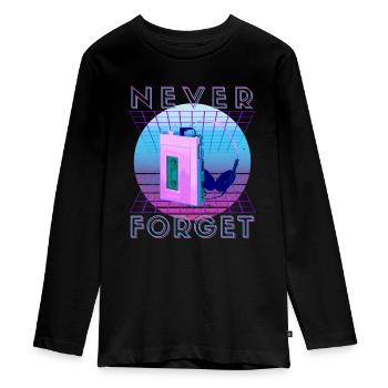 Never Forget Retro 80s 90s Nostalgia - Teenager Premium Organic Long Sleeve Shirt - black - Front - AI Model Kid Female (0cm)