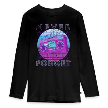 Never Forget Retro 80s 90s Nostalgia - Teenager Premium Organic Long Sleeve Shirt - black - Front - AI Model Kid Female (0cm)