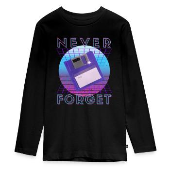 Never Forget Retro 80s 90s Nostalgia - Teenager Premium Organic Long Sleeve Shirt - black - Front - AI Model Kid Female (0cm)