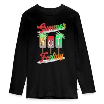 Summer Feeling - Teenager Premium Bio Langarmshirt - Schwarz - Vorne - AI Model Kid Female (0cm)
