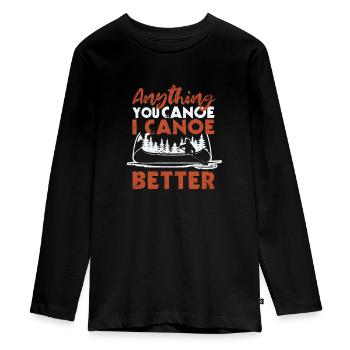 Funny Boating Canoeing Paddle Boat Everything - Teenager Premium Organic Long Sleeve Shirt - black - Front - AI Model Kid Female (0cm)