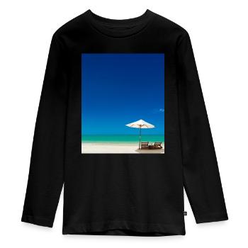 Vacances d’été sur la plage de sable à côté de l’océan - T-shirt manches longues Premium Ado - noir - Devant - AI Model Kid Female (0cm)