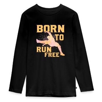 Né pour courir libre Traceur Parkour Free Running - T-shirt manches longues Premium Ado - noir - Devant - AI Model Kid Female (0cm)