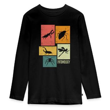 Entomology Entomologist Insects Silhouettes - Teenager Premium Bio Langarmshirt - Schwarz - Vorne - AI Model Kid Female (0cm)