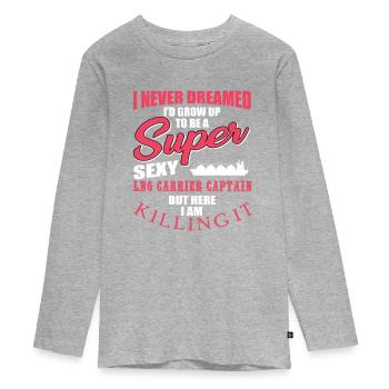 LNG Tanker Kapitän - Teenager Premium Bio Langarmshirt - Grau meliert - Vorne