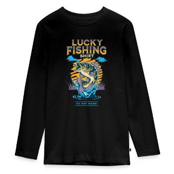 Glückliches Angelhemd Nicht waschen - Teenager Premium Bio Langarmshirt - Schwarz - Vorne - AI Model Kid Female (0cm)