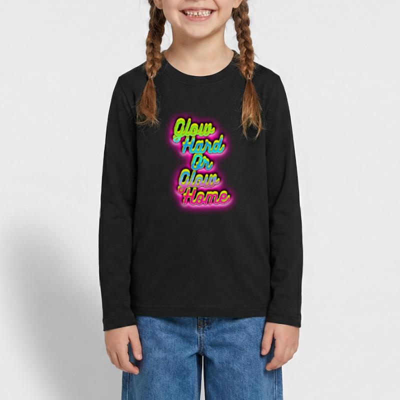 Glow Hard oder Glow Home Teenager Premium Bio Langarmshirt