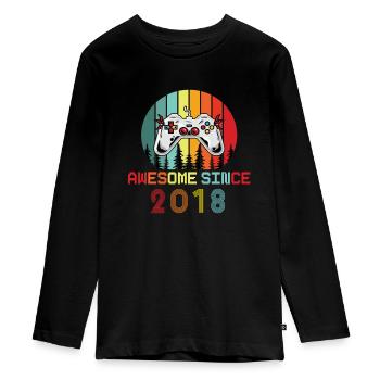 Awesome Since 2018 Birthday 2018 Vintage 2018 - Teenager Premium Organic Long Sleeve Shirt - black - Front - AI Model Kid Female (0cm)