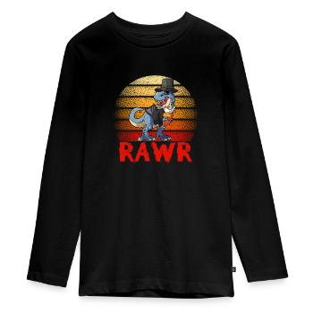 Dinosaure Rawr Thanksgiving Turquie Saurus - T-shirt manches longues Premium Ado - noir - Devant - AI Model Kid Female (0cm)