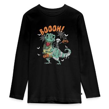 Dinosaure Trex Dino Pumpkins Moon Boys - T-shirt manches longues Premium Ado - noir - Devant - AI Model Kid Female (0cm)