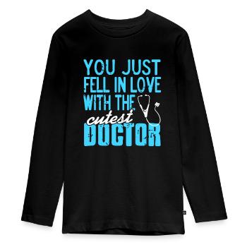 You Just Feel In Love With The Cutest Doctor Funny - Teenager Premium Bio Langarmshirt - Schwarz - Vorne - AI Model Kid Female (0cm)