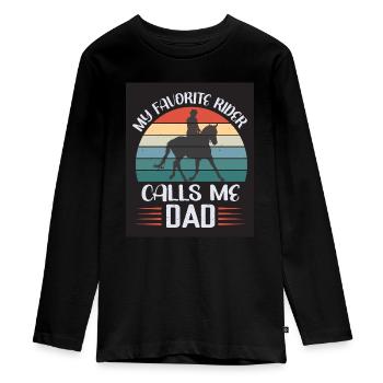 Rider Horse Father Dad papa - Teenager Premium Organic Long Sleeve Shirt - black - Front - AI Model Kid Female (0cm)