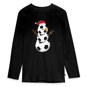 Cute Football Snowman Winter Sports World Cup - Teenager Premium Organic Long Sleeve Shirt - black - Front - AI Model Kid Female (0cm)