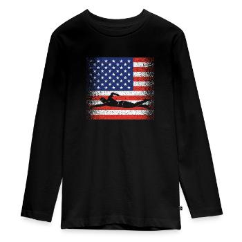 USA Flag Swim Team Sport American Swim - T-shirt manches longues Premium Ado - noir - Devant - AI Model Kid Female (0cm)
