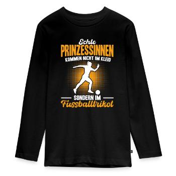 Echte Mädchen Spielen Fußball - Teenager Premium Bio Langarmshirt - Schwarz - Vorne - AI Model Kid Female (0cm)
